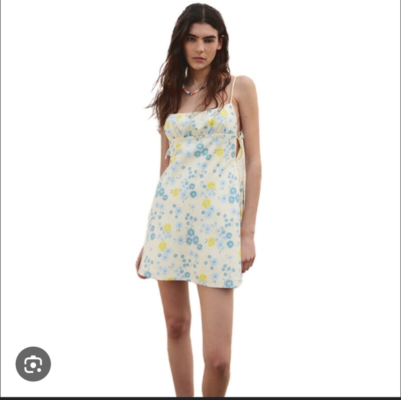 Zara Women's White Floral Sleeveless Mini Dress. Size L Coquette Babydoll Y2k - Picture 2 of 9